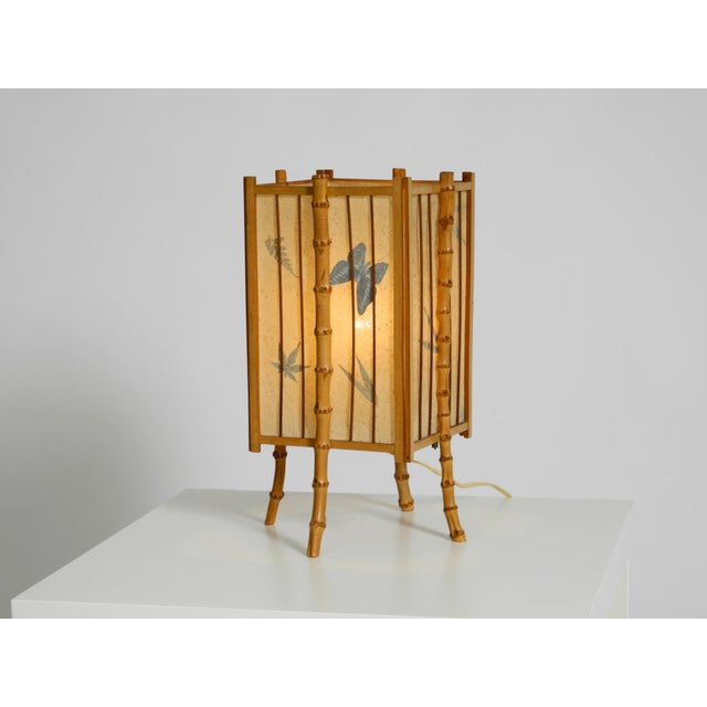 1950s Mid-Century Modern French Table Lamp in Bamboo and Parchment Paper, 1950s For Sale - Image 5 of 18