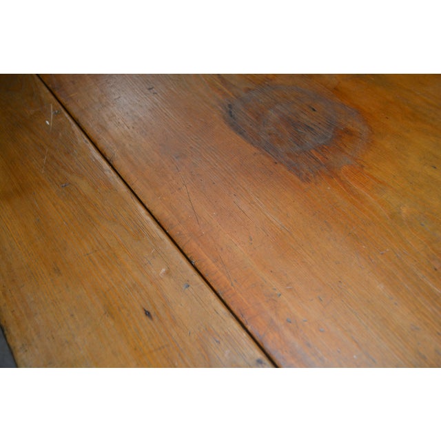 Antique English Rustic Pine Work / Dining Table W/ 2 Lateral Drawers & Drop Leaf Sides For Sale - Image 17 of 18