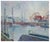 Boats in the Harbor - Mid Century Industrial Seascape, Original Oil Painting Beautiful post war oil painting of boats...
