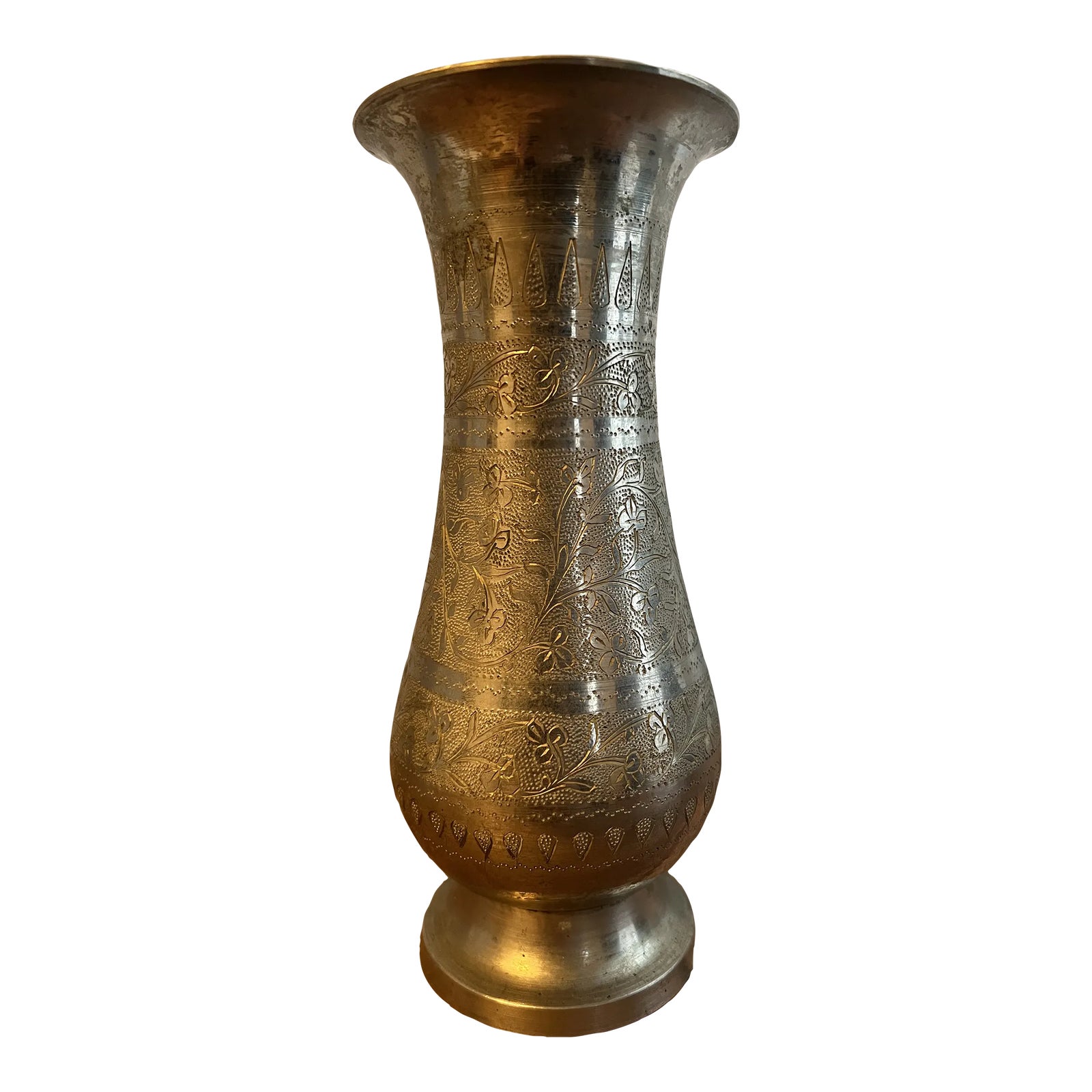 1960s Vintage Etched Brass Vase Chairish