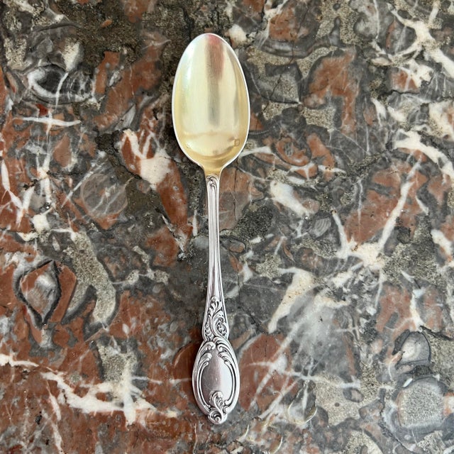Louis XV Style Mocha Spoons in Silver and Vermeil, France, 19th Century, Set of 12 For Sale - Image 5 of 18