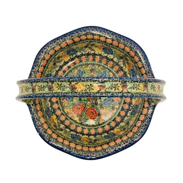 Ceramic Late 20th Century Boleslawiec Polish Pottery Unikat 4054 Stoneware Basket For Sale - Image 7 of 8