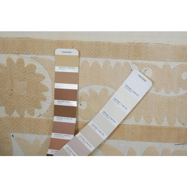 Vintage Pale Color Suzani From Samarkand, Uzbekistan Wall Hanging Decor 5'1'' X 7'7'' For Sale - Image 12 of 13