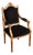 Louis XVI Style Giltwood Armchair With Black Upholstery For Sale