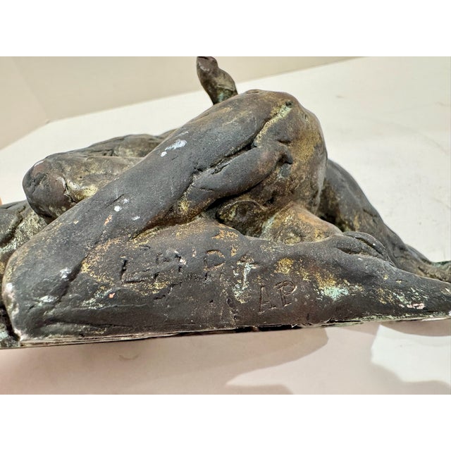 Brown 1960s Larry Mohr Bronze Lovers Sculpture Signed From Artist Estate For Sale - Image 8 of 9
