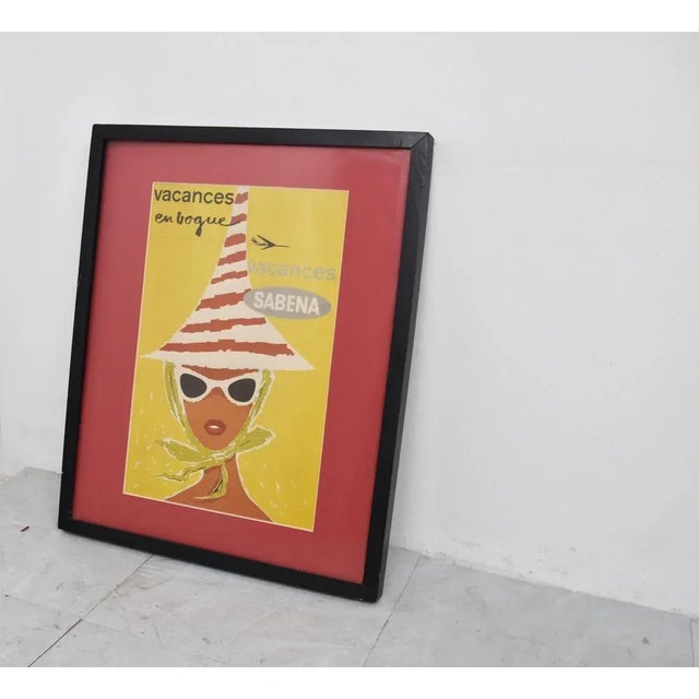 Black Vintage Aviaton Poster by Sabena, 1960s For Sale - Image 8 of 10