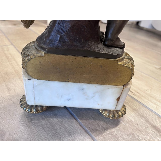 Brass Antique French Louis XVI Style Figural Candelabra Table Lamp For Sale - Image 8 of 10