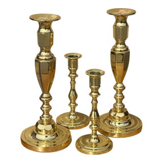 Vintage Baldwin Solid Brass Candle Holders - Set 4 For Sale