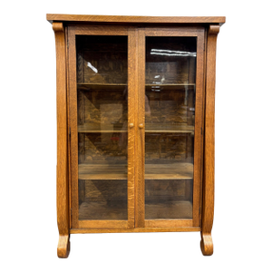 Antique Mission Arts & Crafts Quarter Sawn Oak Bookcase Display Cabinet