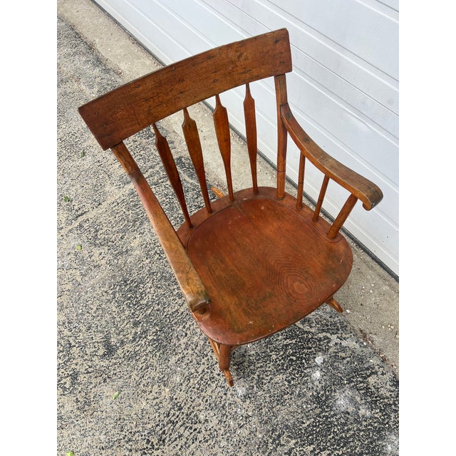 Wood Antique Petite Rocking Chair With Beautuful Patina For Sale - Image 7 of 13