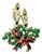 1960s Vintage Boho Chic Americana Double Candlestick With Holly & Red Ribbon Christmas Brooch For Sale