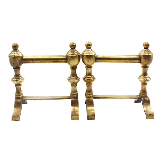 Early 20th Century English Edwardian Period Pair of Georgian Revival Brass Tool Rests For Sale