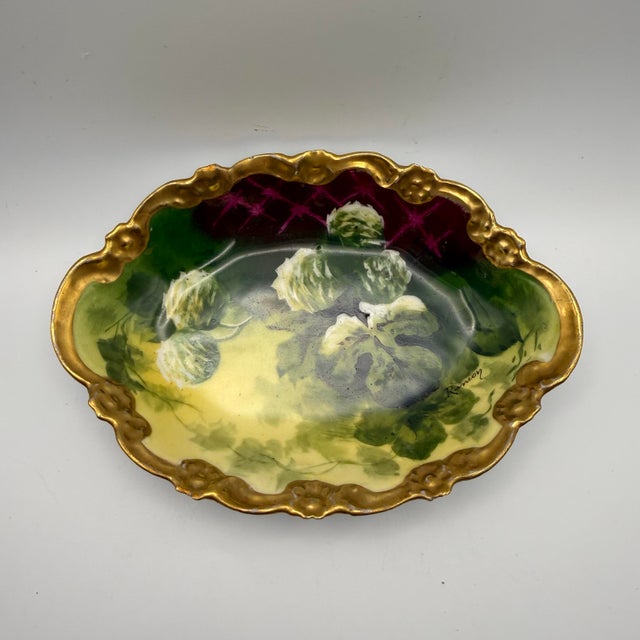 Beautiful Antique Limoges France Hand-Painted Dish This is a stunning example of authentic French porcelain from the turn...
