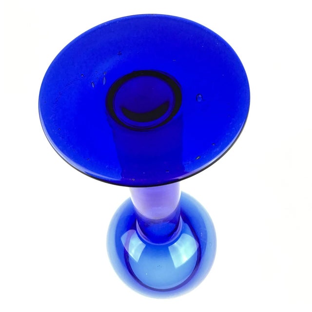 Vintage Cobalt Blue Glass Vase or Candle Holder For Sale In Portland, ME - Image 6 of 7
