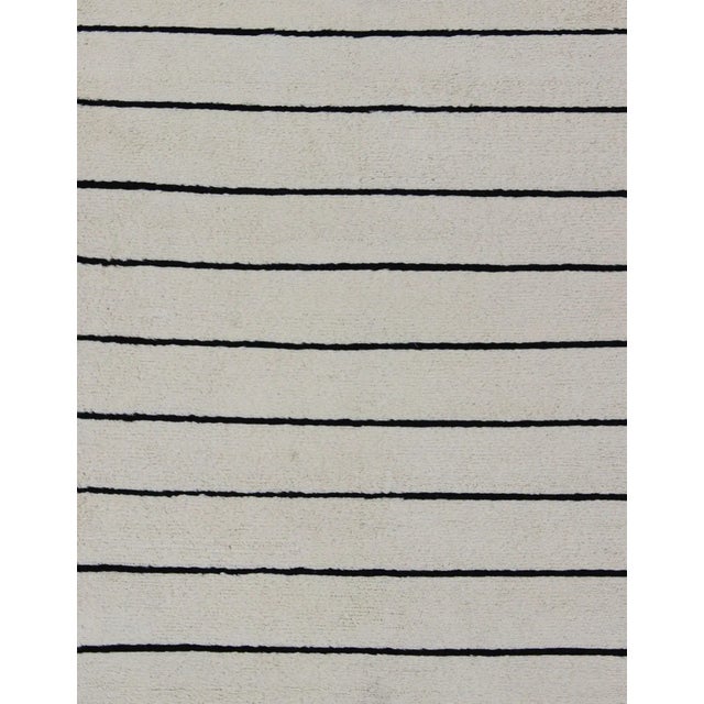 Minimalist Design Modern Moroccan Rug in White by Keivan Woven Arts 8'0 X 11'0 For Sale - Image 4 of 7