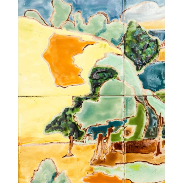 Mid-Century French Ceramic Glazed Tile Panel of Anduze, 1960s For Sale - Image 4 of 8