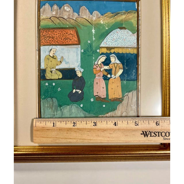 Mid 19th Century 19th Century Antique Persian Illustrated Manuscript Miniature Gouache Painting For Sale - Image 5 of 6