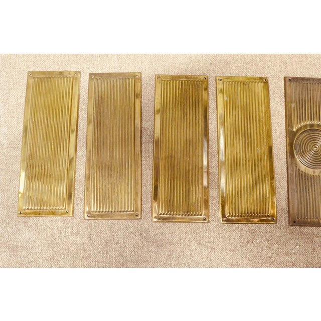 Large Vintage Art Deco Brass Door Finger Plates, 1920, Set of 12 For Sale - Image 4 of 5