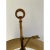 A gorgeous French Provincial or English Country style brass three-arm horn bouillotte lamp with red & gold tole shade USA,...
