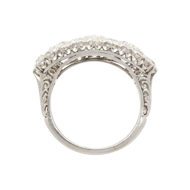 Vintage 4.50 Cttw Old European Cut Diamond Three-Stone Art Deco Engagement Ring Size 7 For Sale In Miami - Image 6 of 11