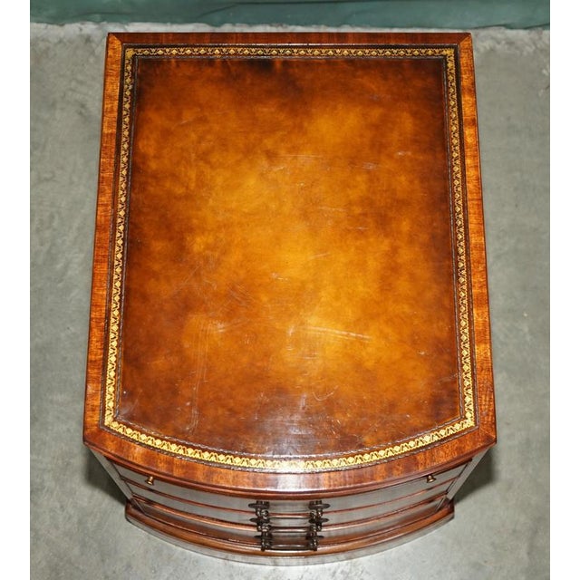 Animal Skin Regency Flamed Hardwood Bedside Chests of Drawers with Leather Tops, Set of 2 For Sale - Image 7 of 18