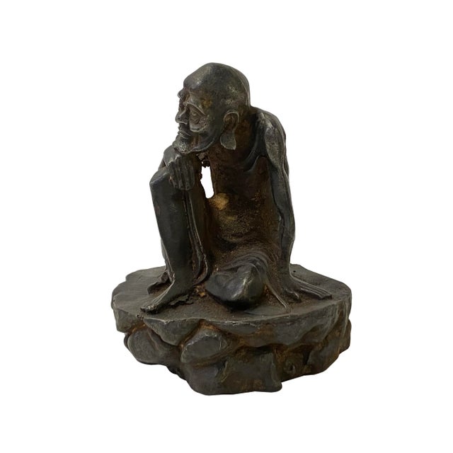 Vintage Iron Metal Finish Rustic Lohon Monk Arhat Figure For Sale In San Francisco - Image 6 of 6