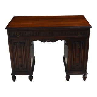 1910s Antique Walnut Desk With Carving For Sale