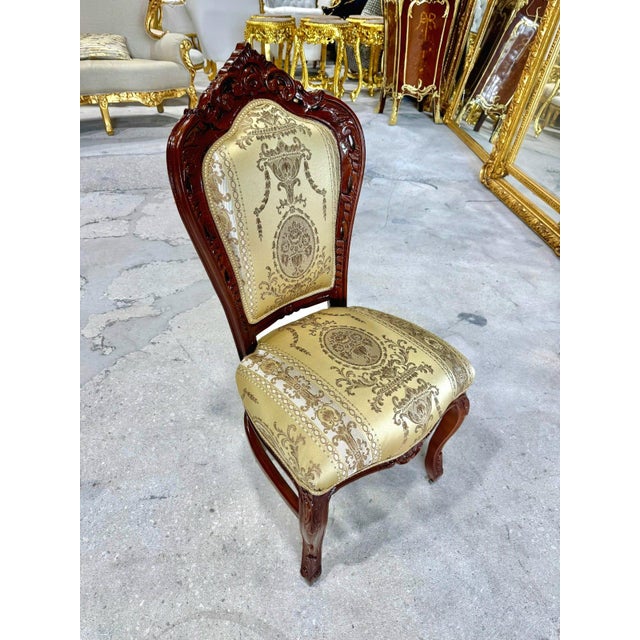 Textile French Rococo Copper Accent Chair With Gold Leaf Details For Sale - Image 7 of 8