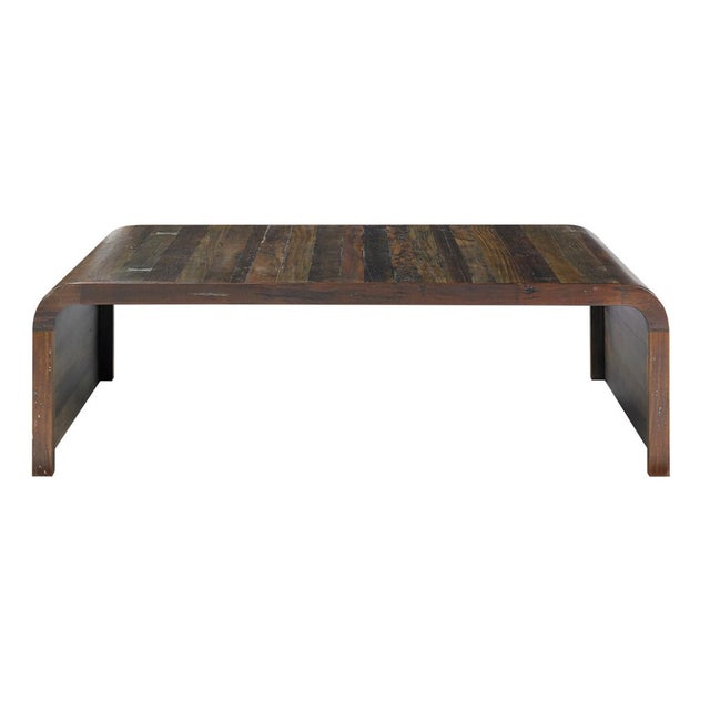 Brown Salvaged Wood Waterfall Coffee Table For Sale - Image 8 of 8