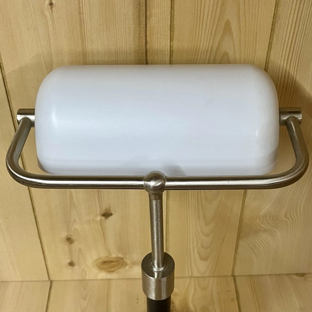 Metal Vintage White Shade Desk Lamp Tabletop Bankers Lamp For Sale - Image 7 of 9