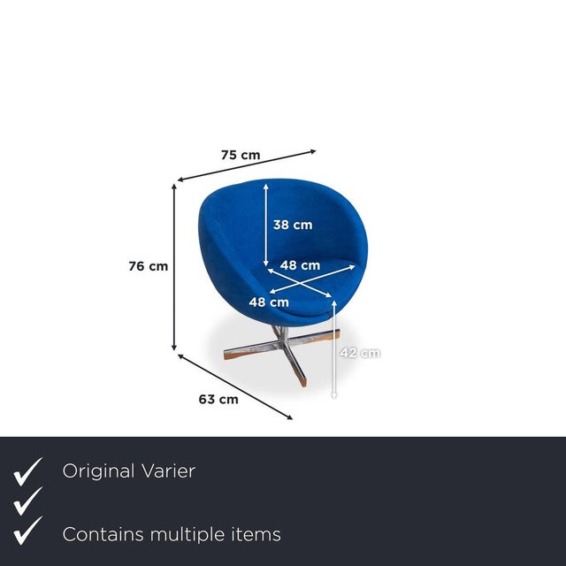 Modern Planet Swivel Armchairs in Blue Fabric from Varier, Set of 2 For Sale - Image 3 of 17