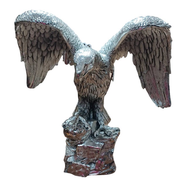 Vintage Italian Sterling Silver Overlay Life Size Eagle For Sale
