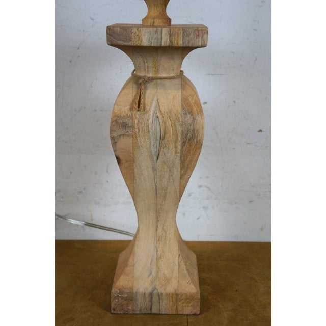 Anthropologie Handmade Rustic Reclaimed Wood Table Lamp With Cowhide Shade For Sale - Image 12 of 12