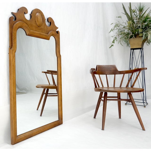 Baker Light Burl Walnut Queen Ann Style Decorative Wall Mirror MINT For Sale - Image 10 of 10