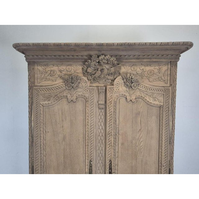 Norman Wedding Armoire in Stripped Oak with Dove-Adorned Pediment For Sale - Image 4 of 12