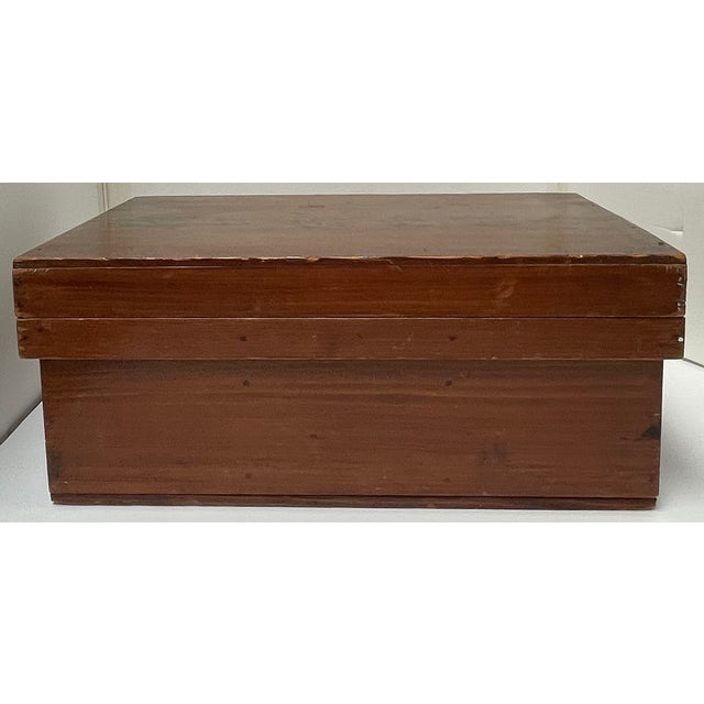 Antique Japanese Lidded Wooden Storage Box With Calligraphy For Sale In Monterey, CA - Image 6 of 9