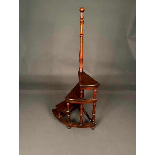 English Mahogany Custom Spiral Library Steps, Late 20th Century For Sale - Image 4 of 11