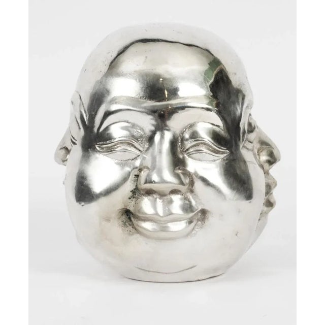 Metal Silver Plated Bronze Buddha, 1980s For Sale - Image 7 of 8