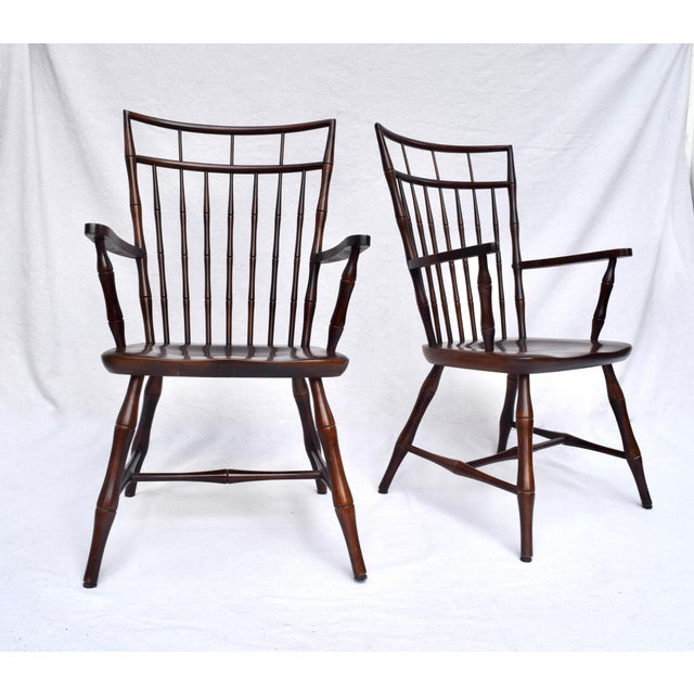 Nichols & Stone Birdcage Windsor Dining Armchairs Chairish