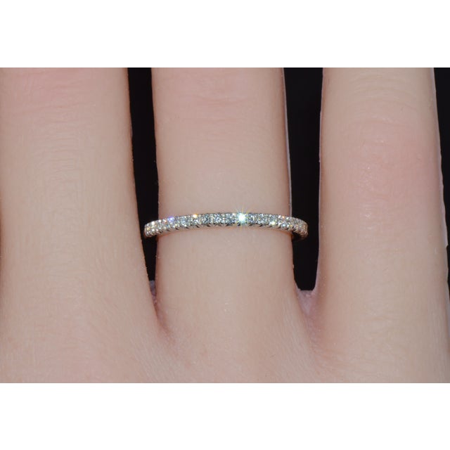 Early 21st Century Authentic James Allen 14k White Gold French Pavé Diamond Wedding Band Ring Size 5 For Sale - Image 5 of 12