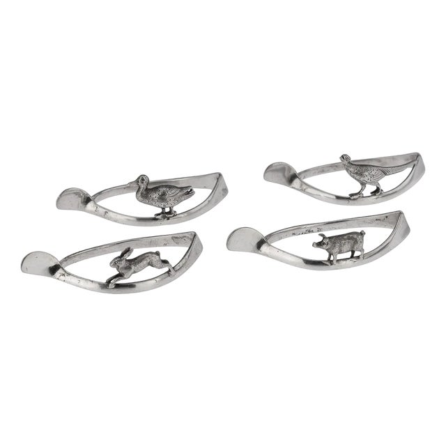 20th Century British Silver Lucky Animals Napkin Rings from Asprey, 1913, Set of 4 For Sale