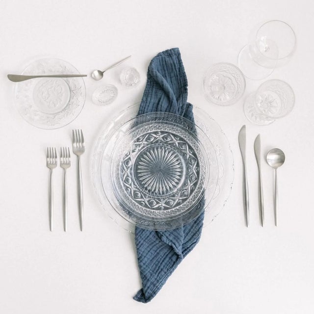 Farmhouse Organic Cotton Napkins - Marine, Set of 4 For Sale - Image 3 of 3