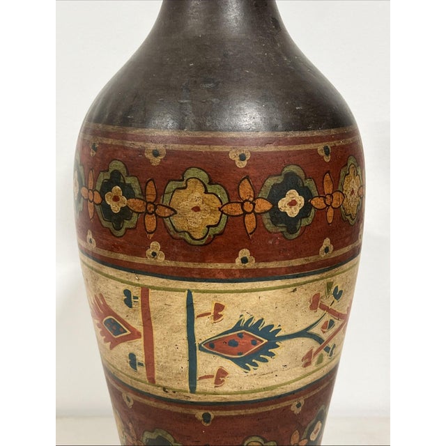 Mid-Century Modern Large Spanish Hand-Painted Vintage Terracotta Vase For Sale - Image 3 of 10