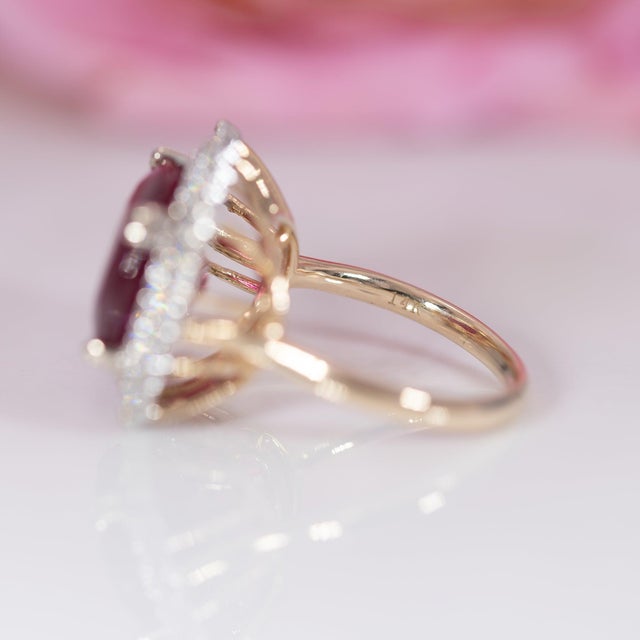 12Ct Madagascar Ruby Ring With Earth-Mined Diamond Accents: Solid 14k Gold, Size 6.75 For Sale - Image 9 of 9