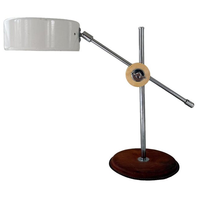 Mid-Century Brown Leather and Chrome Desk Lamp attributed to Anders Pehrson for Ateljé Lyktan, Sweden, 1970s For Sale - Image 17 of 17
