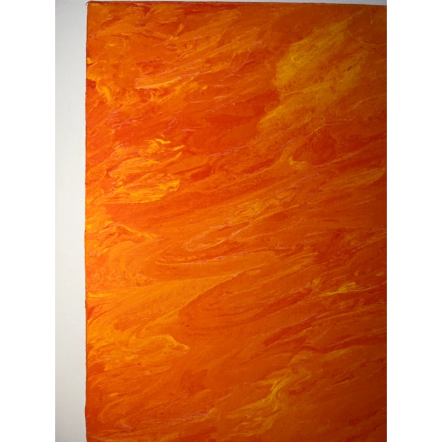 Vibrant orange and yellow abstract expressionist painting in the style of Mark Rothko. This lithograph was produced by the...