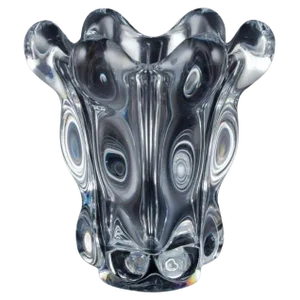 Vintage French Art Deco Glass Vase in Crystal, 1930s
