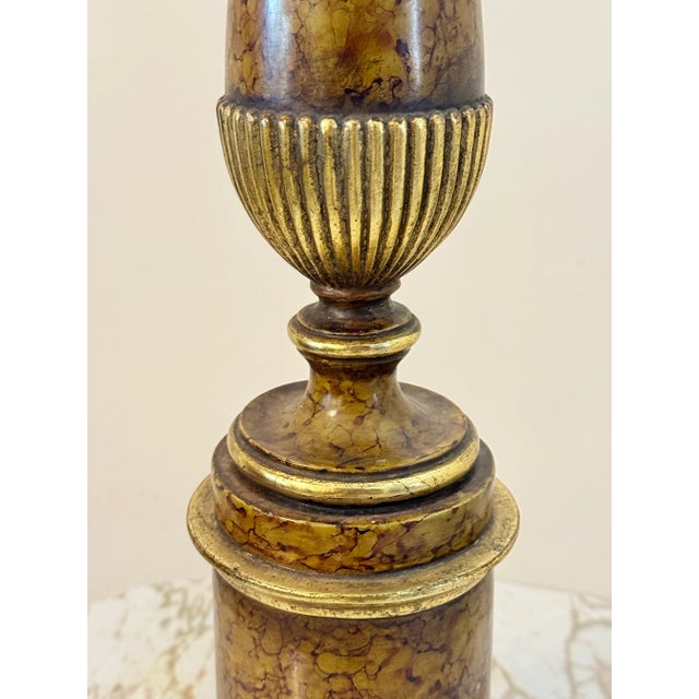 Borghese Vintage Borghese Italian Parcel Gilt Table Lamp With Original Shade Hollywood Palm Beach Regency Style For Sale - Image 4 of 11