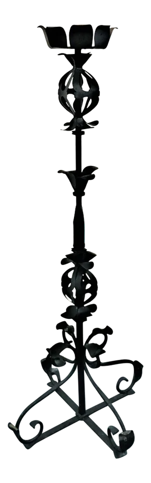 Sculptural Wrought Iron Floor Candle Stand