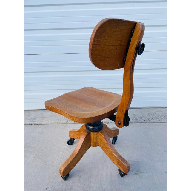 1930s Art Deco Antique Wooden Typist Chair For Sale - Image 11 of 12